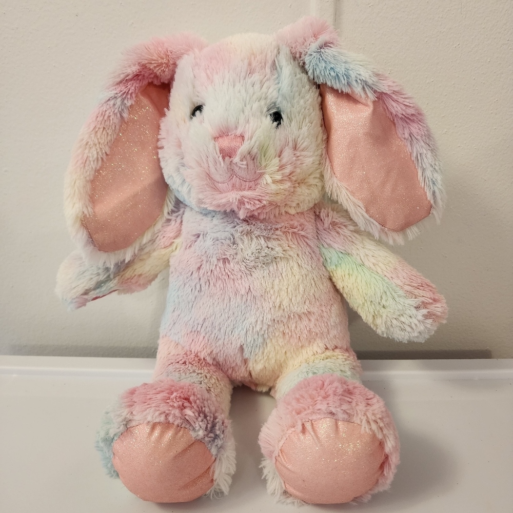 Build a Bear Pastel Swirl Pawlette Bunny Rabbit HTF Pink Glitter